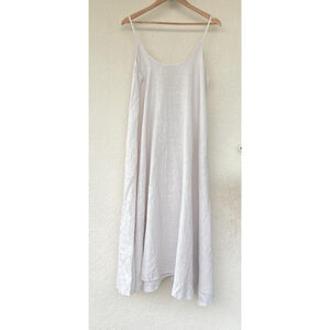 Meo Meli White Linen A-Line Dress Lightweight Prairie Lagenlook Coastal Flowy OS